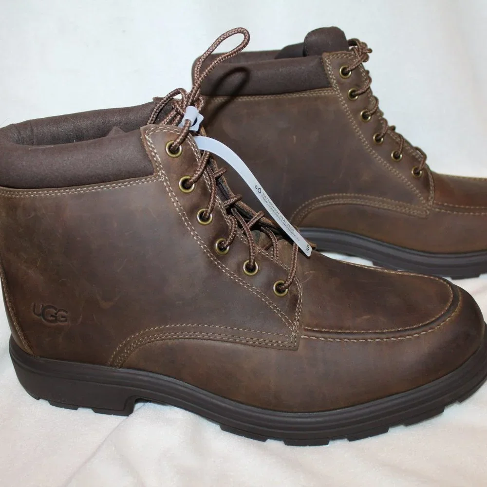 NIB UGG MEN'S LEATHER‎ WATERPROOF WORK WINTER BOOTS STOUT BROWNN 11.5